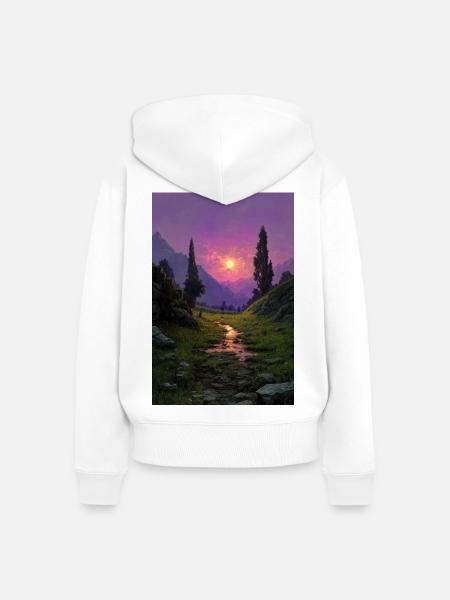 Illustration einer Naturlandschaft - Frauen Premium Bio Zip Hoodie - Weiß