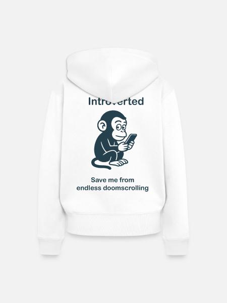 Introvertierter – Endloses Doomscrolling - Frauen Premium Bio Zip Hoodie - Weiß