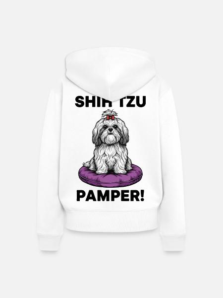 Dog Shih Tzu Pamper Luxuskissen - Frauen Premium Bio Zip Hoodie - Weiß