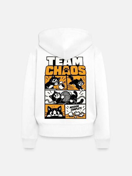 Team Chaos – Katzen Comic - Frauen Premium Bio Zip Hoodie - Weiß