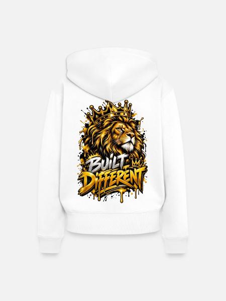 Kronenlöwe hat es anders gebaut - Frauen Premium Bio Zip Hoodie - Weiß
