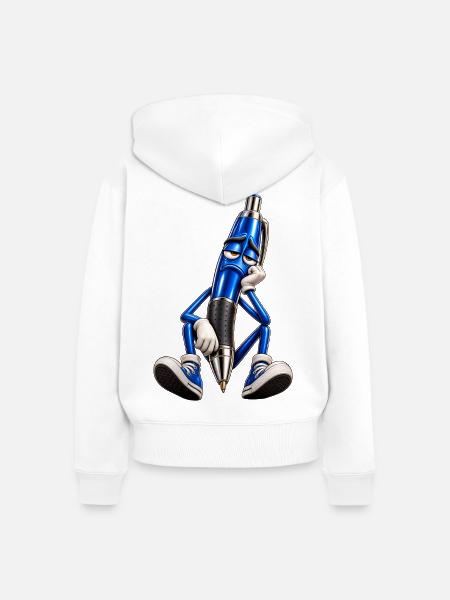 Blauer Stift Müde Cartoonfigur - Frauen Premium Bio Zip Hoodie - Weiß