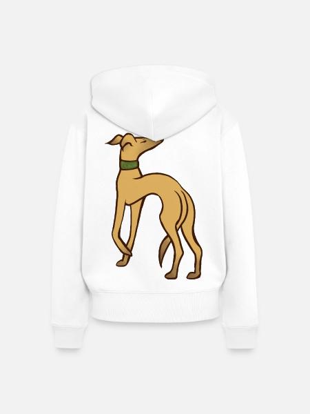 Anmutige Windhund-Silhouette - Frauen Premium Bio Zip Hoodie - Weiß