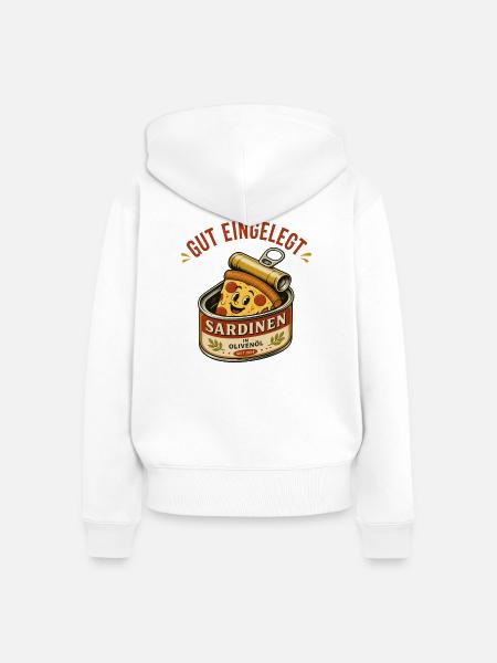 Pizza in Sardinen-Dose - Frauen Premium Bio Zip Hoodie - Weiß