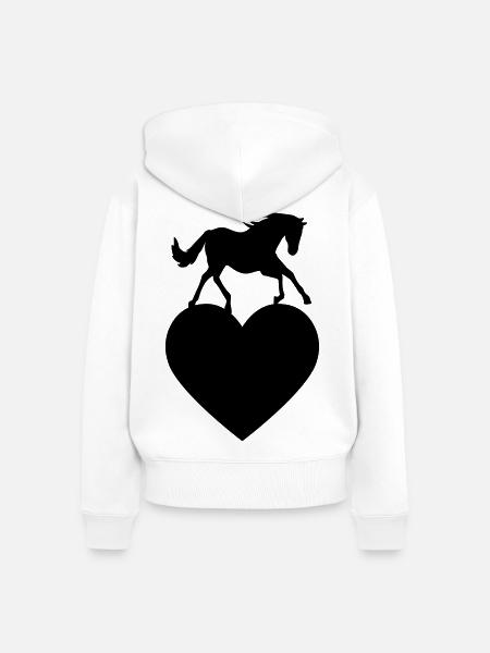 Pferd mit Herz - Frauen Premium Bio Zip Hoodie - Weiß