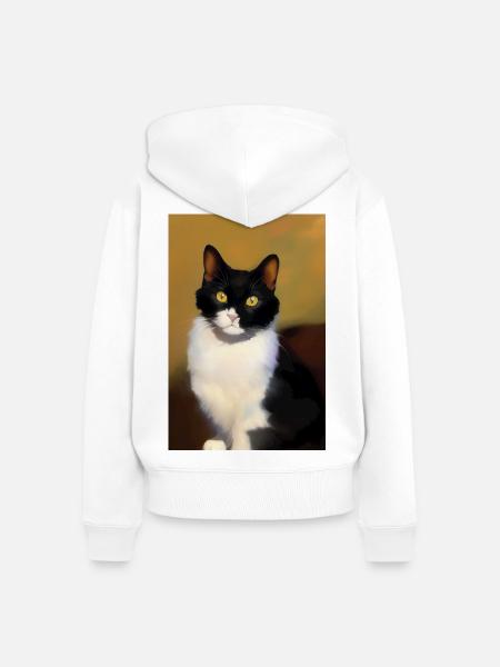 Katzen Bild - Frauen Premium Bio Zip Hoodie - Weiß
