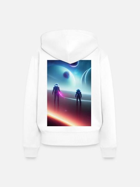 Astronaut, Weltall - Frauen Premium Bio Zip Hoodie - Weiß