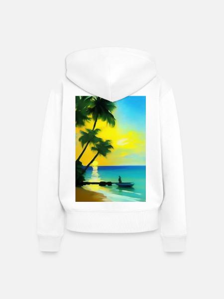 Karibik Palmen Strand - Frauen Premium Bio Zip Hoodie - Weiß