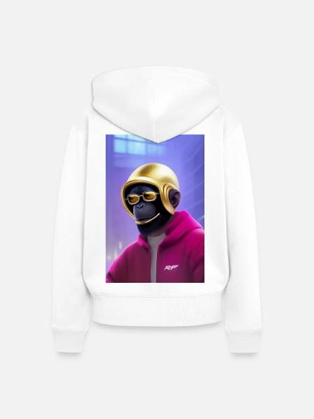 Cooler Affe - Frauen Premium Bio Zip Hoodie - Weiß