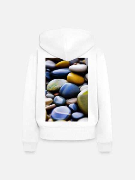 Bunte Steine - Frauen Premium Bio Zip Hoodie - Weiß