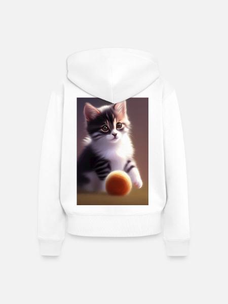 Baby Katze - Frauen Premium Bio Zip Hoodie - Weiß