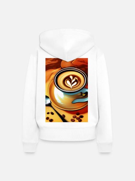 Kaffee, Kaffeebohnen - Frauen Premium Bio Zip Hoodie - Weiß