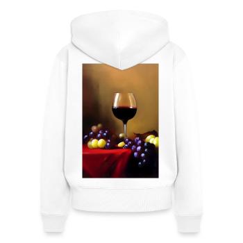 Buveurs de vin - Sweat à capuche zippé Premium bio Femme - blanc - Dos - AI Model Female 172 light (172cm)