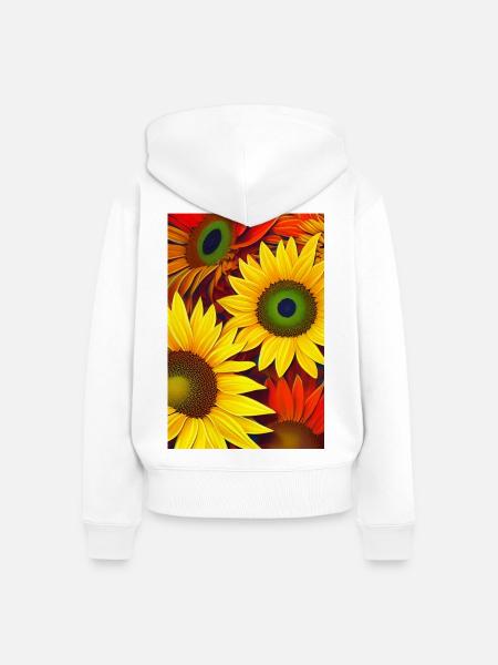 Sonnenblumen - Frauen Premium Bio Zip Hoodie - Weiß