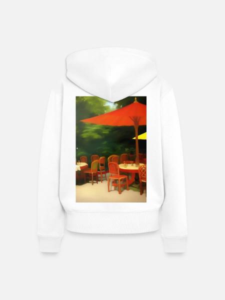 Asiatisches Cafe im Freien - Frauen Premium Bio Zip Hoodie - Weiß