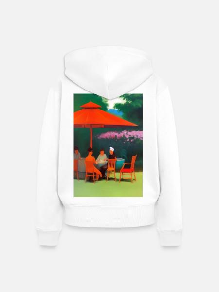 Asiatisches Cafe im Freien - Frauen Premium Bio Zip Hoodie - Weiß