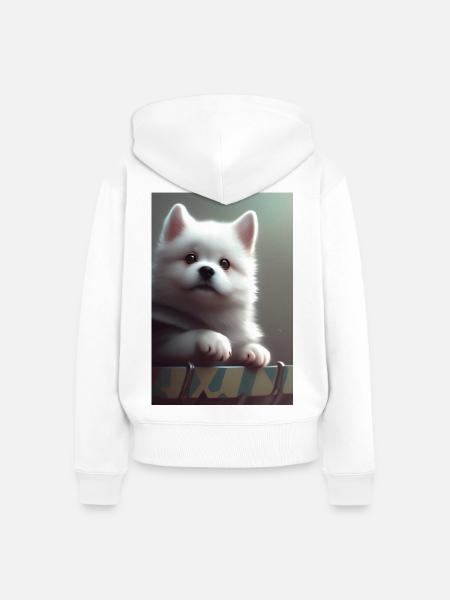 Hund - Frauen Premium Bio Zip Hoodie - Weiß