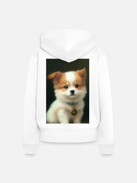 Baby Hund - Frauen Premium Bio Zip Hoodie - Weiß
