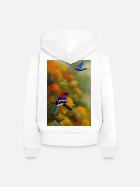 Vogel auf Ast - Frauen Premium Bio Zip Hoodie - Weiß