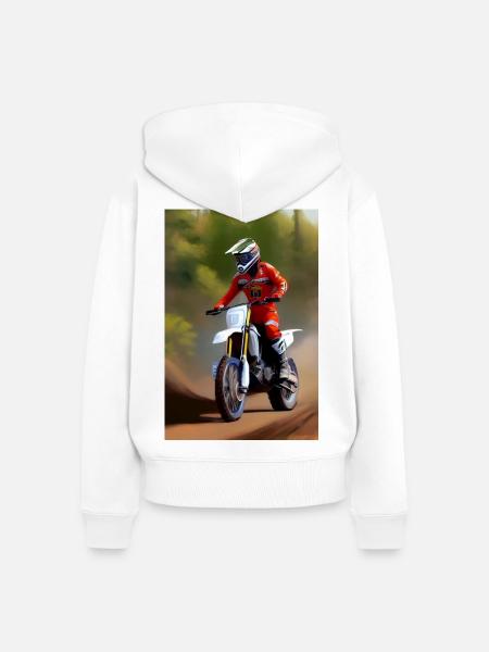 Motocross Fahren - Frauen Premium Bio Zip Hoodie - Weiß