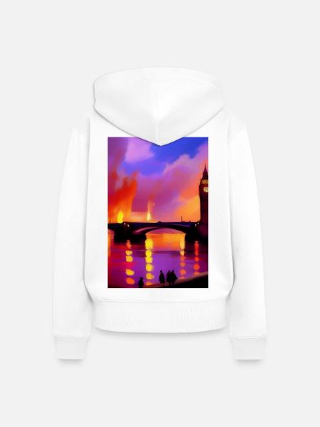 Brücken in London - Frauen Premium Bio Zip Hoodie - Weiß