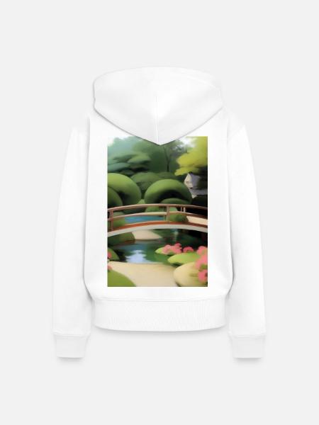 Chinesischer Zen Garten - Frauen Premium Bio Zip Hoodie - Weiß