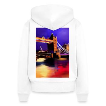 Brücken in London - Frauen Premium Bio Zip Hoodie - Weiß - Hinten - AI Model Female 172 light (172cm)