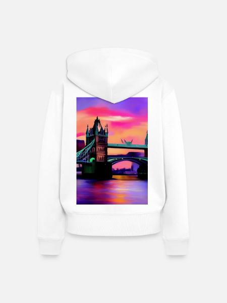 Brücken in London - Frauen Premium Bio Zip Hoodie - Weiß