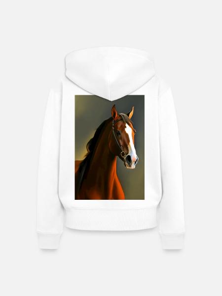 Pferdekopf Öl Malerei - Frauen Premium Bio Zip Hoodie - Weiß