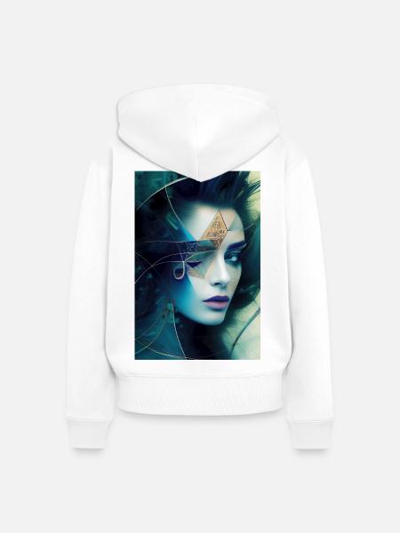 Abstrakte Gesichts Kunst - Frauen Premium Bio Zip Hoodie - Weiß