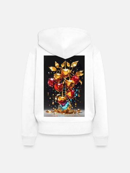 Kirsche Golden - Frauen Premium Bio Zip Hoodie - Weiß