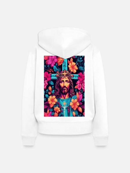 Jesus Christus - Frauen Premium Bio Zip Hoodie - Weiß