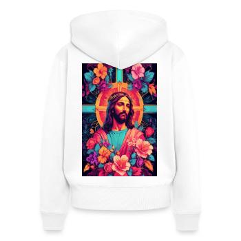 Jesus Christus - Frauen Premium Bio Zip Hoodie - Weiß - Hinten - AI Model Female 172 light (172cm)