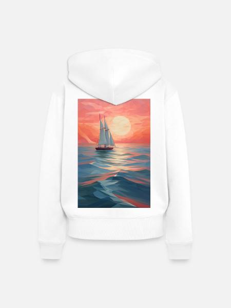 Maritime Landschaft im geometrischen Stil - Frauen Premium Bio Zip Hoodie - Weiß