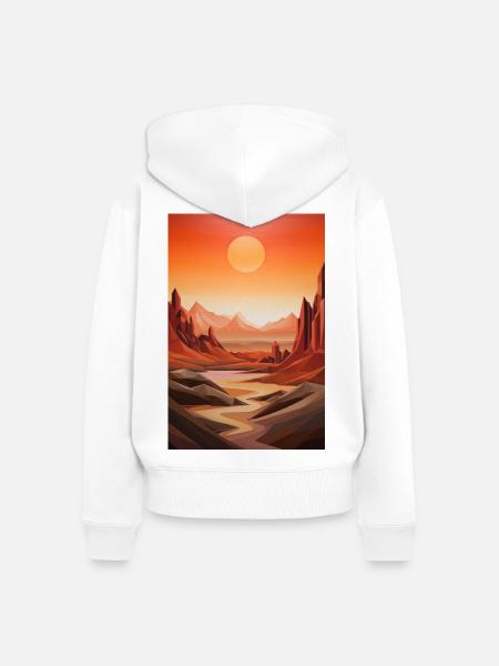 Wüstenlandschaft mit Sonnenuntergang - Frauen Premium Bio Zip Hoodie - Weiß