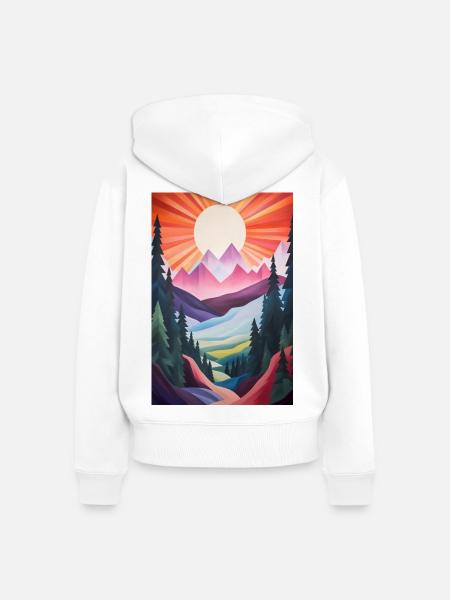 Berglandschaft mit Sonnenuntergang - Frauen Premium Bio Zip Hoodie - Weiß
