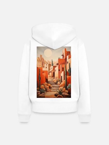Wüstenlandschaft, Wüstendorf - Frauen Premium Bio Zip Hoodie - Weiß