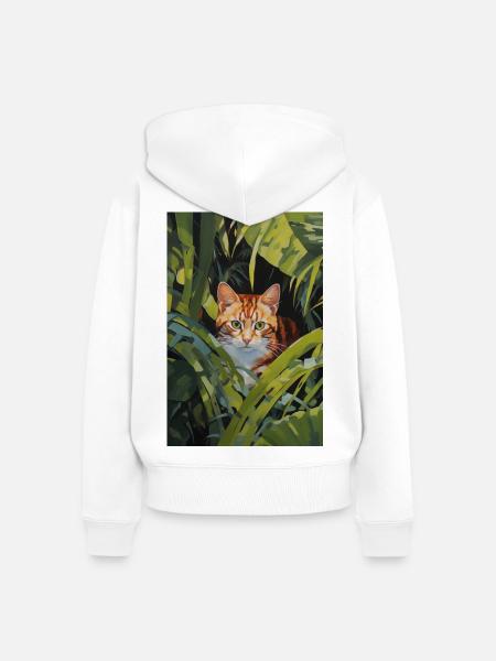Niedliche rotbraune Katze Illustration - Frauen Premium Bio Zip Hoodie - Weiß
