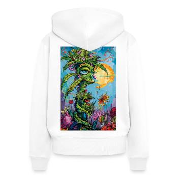 Plant spirit in a sun dress - Women's Premium Organic Zip Hoodie - white - Back - AI Model Female 172 light (172cm)