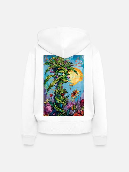 Pflanzengeist im Sonnenkleid - Frauen Premium Bio Zip Hoodie - Weiß