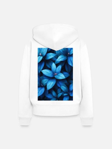 Kobaltblaues Blattgeflecht - Frauen Premium Bio Zip Hoodie - Weiß