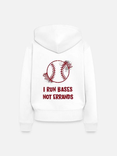 I Run Bases Not Errands Baseball - Frauen Premium Bio Zip Hoodie - Weiß