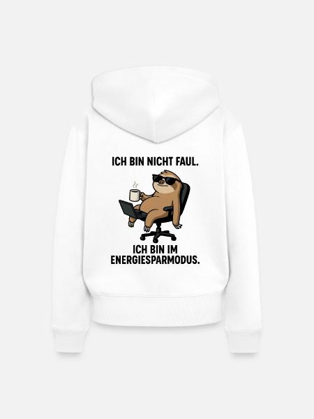 Faultier Lounge mit Kaffee Laptop - Frauen Premium Bio Zip Hoodie - Weiß