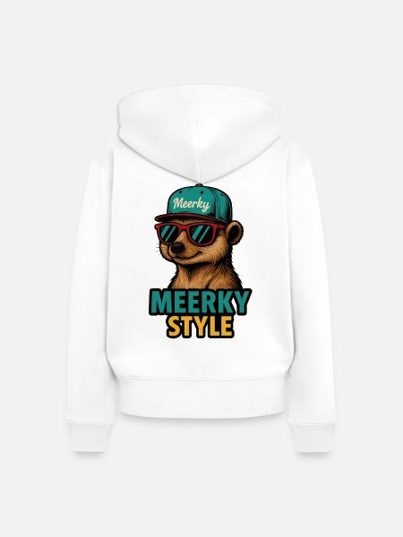 Meerky Style - Frauen Premium Bio Zip Hoodie - Weiß