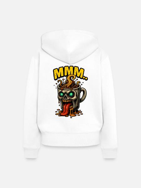 MMM Dämonenkaffee Becher - Frauen Premium Bio Zip Hoodie - Weiß