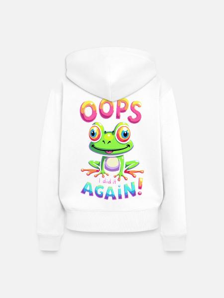 Bunter Frosch mit optimistischer Botschaft - Frauen Premium Bio Zip Hoodie - Weiß