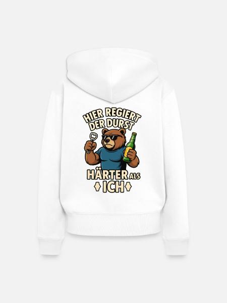 Durstbär - Härter als ich - Frauen Premium Bio Zip Hoodie - Weiß