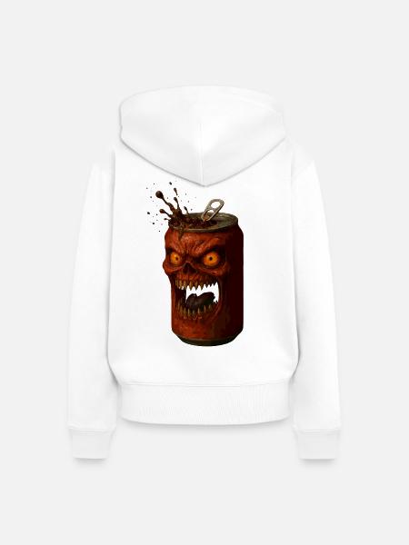 Wütige Horror Dose - Frauen Premium Bio Zip Hoodie - Weiß