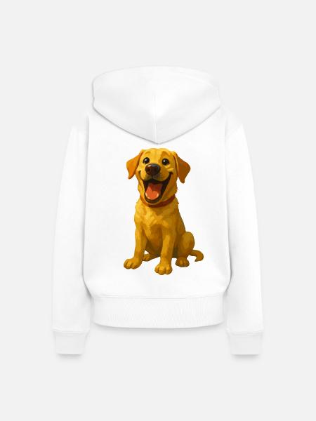 Lachender Labrador – Lustiges Hundemotiv  - Frauen Premium Bio Zip Hoodie - Weiß