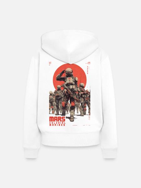 Mars Soldaten Frontlinie - Frauen Premium Bio Zip Hoodie - Weiß